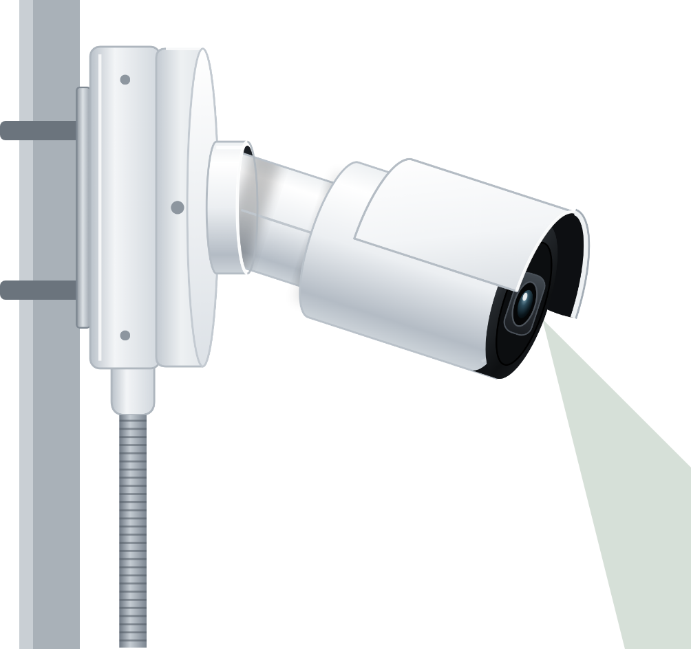電柱に取り付けたカメラと屋外用LTEルーター（側面）